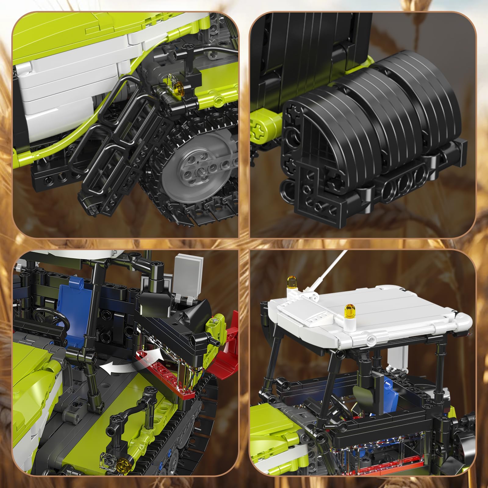 Mould King 17093 Juego de construcción de vehículos de juguete para tractores, juego de orugas, diseño auténtico y práctico, bonito regalo de cumpleaños de menta para adultos mayores de 14 años (más