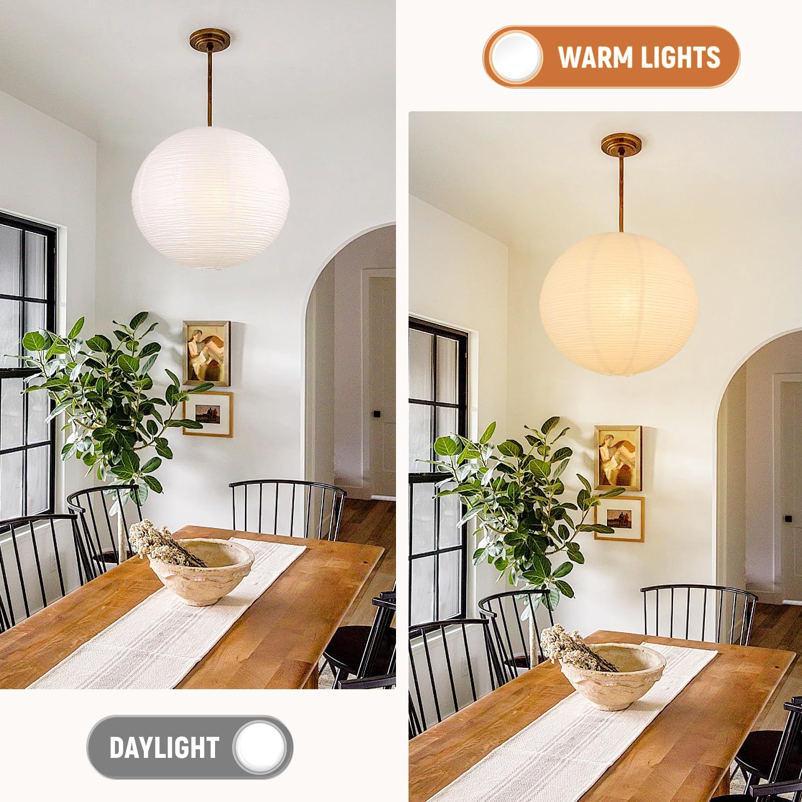 Paralume in Carta di Riso Spessa, Lanterne di Carta Rotonda Moderna, Lampadario Sospeso a Sfera per Illuminazione Ambiente, per Soggiorno, Camera da Letto, Hotel e Feste, 40 cm