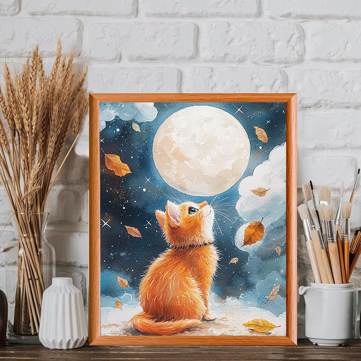 WEISHIWE Gatto lunare Dipingere con i Numeri per Adulti, 70x90cm a-1117
