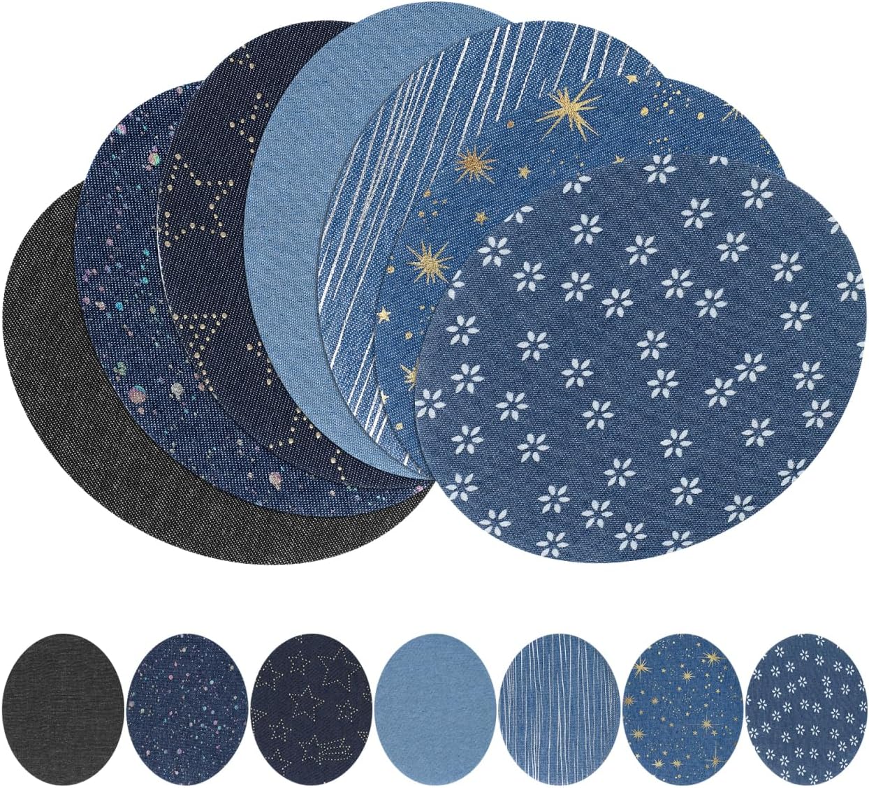 Healifty 13Pcs Denim Patches Sewing Repair Patches Jeans Patch Iron on Applique for Clothing Jeans and DIY Repair (Random Colors)
