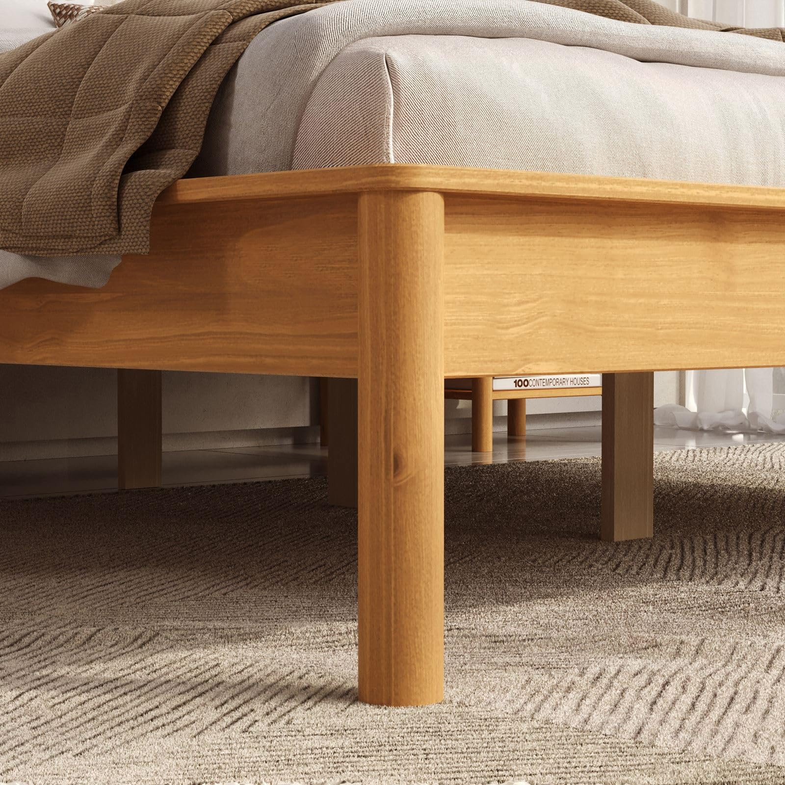 IDIMEX Lit 140 x 190 avec sommier APOANA en Bois Massif Coloris chêne, Cadre Robuste avec tête de lit à barreaux, lit Adulte Double pour Chambre Confortable et Moderne, Structure Stable