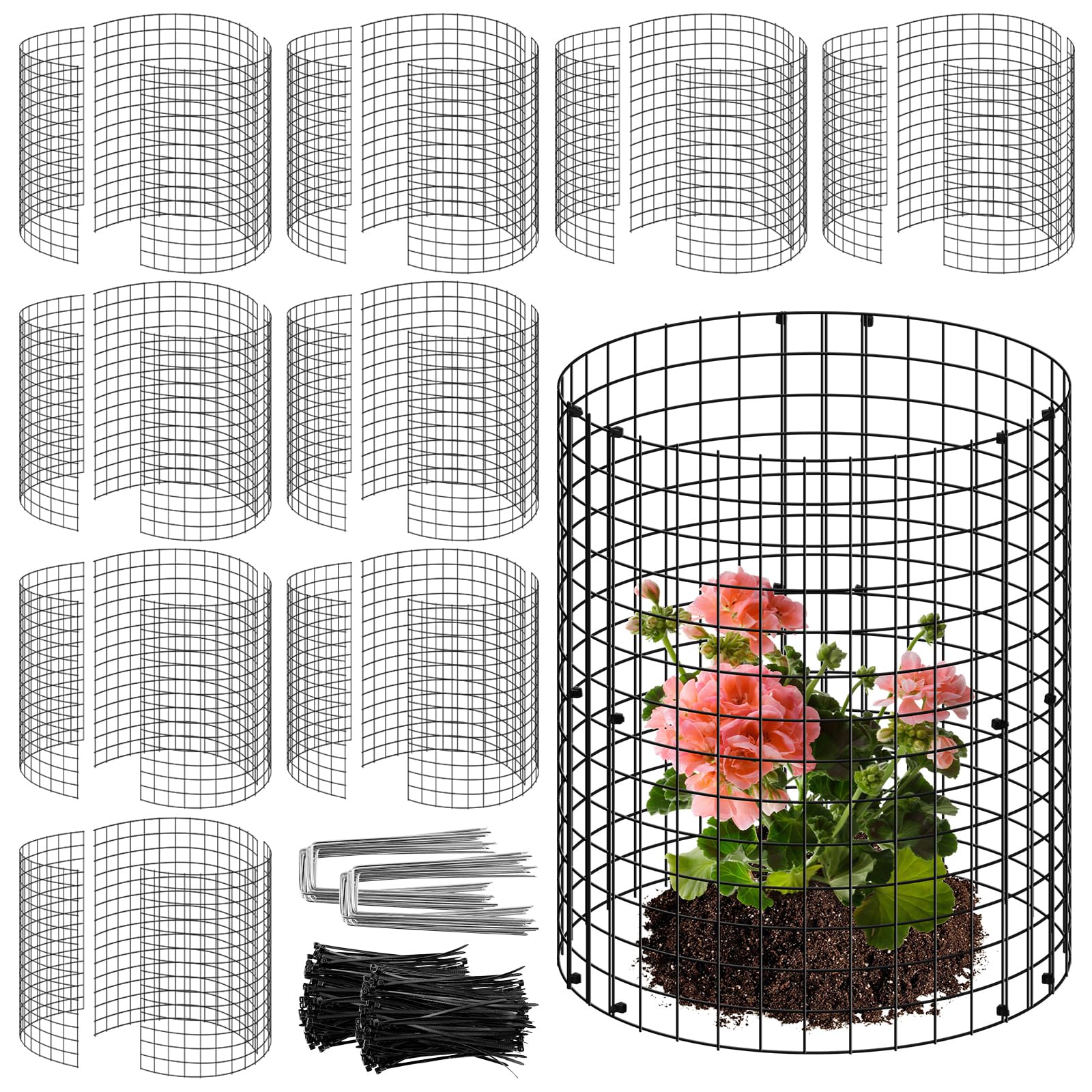 15 Pcs Plant Protector from Animals,13.7inch Rustproof Plant Cage,Round Guard Metal Mesh Cage to Keep Rabbits Chicken Duck Animals Out,Sturdy Garden Bunny Barricades (30PCS)