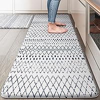 Vista 42 de KIMODE - Juego de 2 tapetes de cocina bohemios, antifatiga, antideslizantes, impermeables, ergonómicos, acolchados, cómodos, para lavandería, Rojo