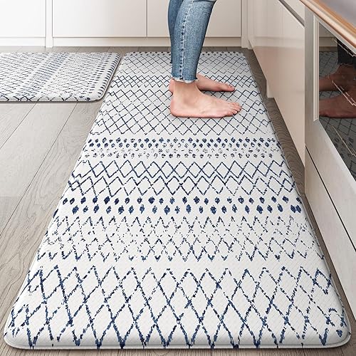 Miniatura 40 de KIMODE - Tapetes de cocina antifatiga, 2 unidades, navideños, estilo rústico, acolchados, para lavandería, oficina, fregadero, color rojo, 17 x 47