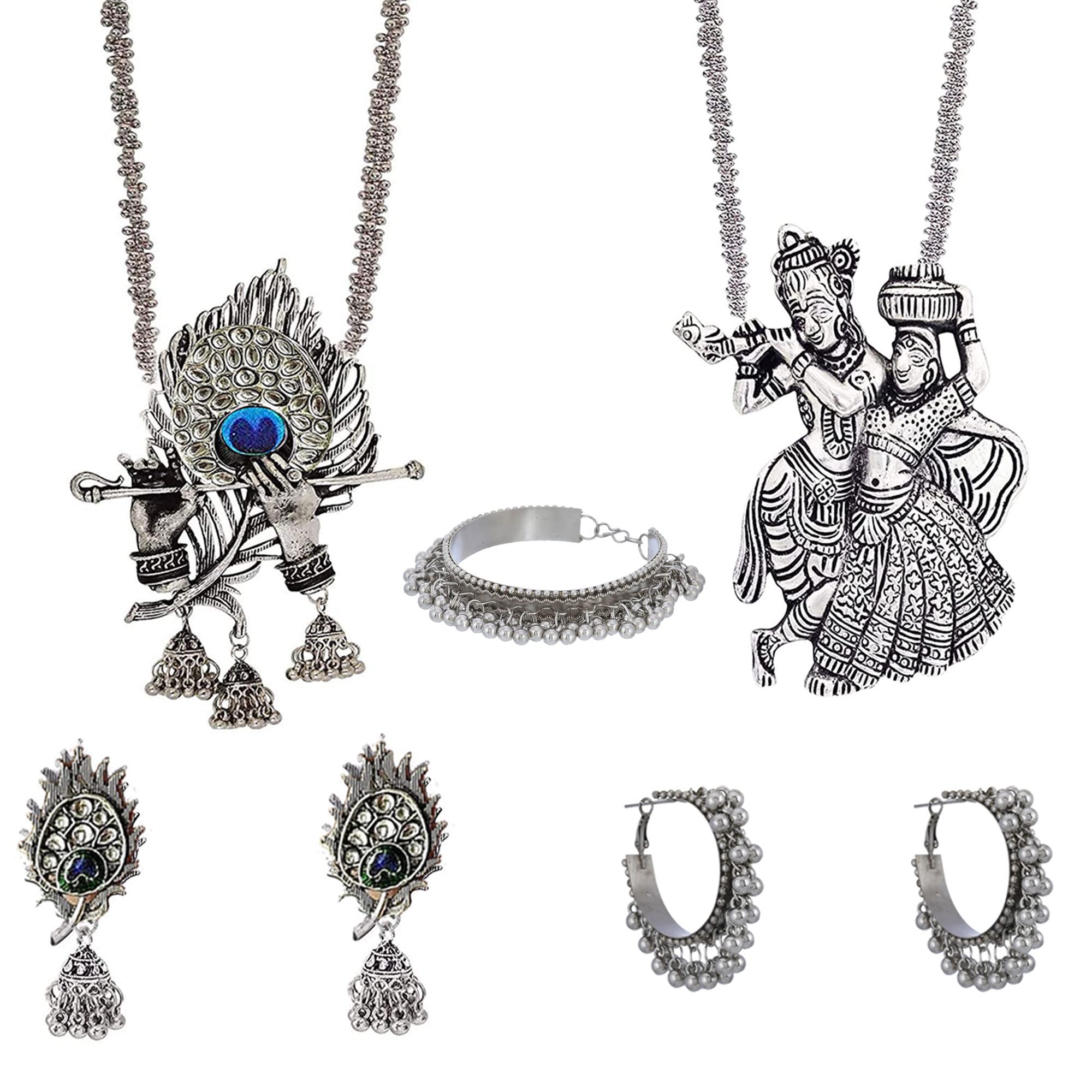 See full amazon price history chart for YOTOG Two Radha Krishna Jewellery Set Combo With Krishna Flute Necklace Set & German Silver Radha Krishna Chain Pendant With Earrings & Silver Oxidised Ghungroo Handicraft Bracelet For Women YOTOG Two Radha Krishna Jewellery Set Combo With Krishna Flute Necklace Set & German Silver Radha Krishna Chain Pendant With Earrings & Silver Oxidised Ghungroo Handicraft Bracelet For Women (B09YM3J5K4) Amazon Price History, Amazon Price Tracker