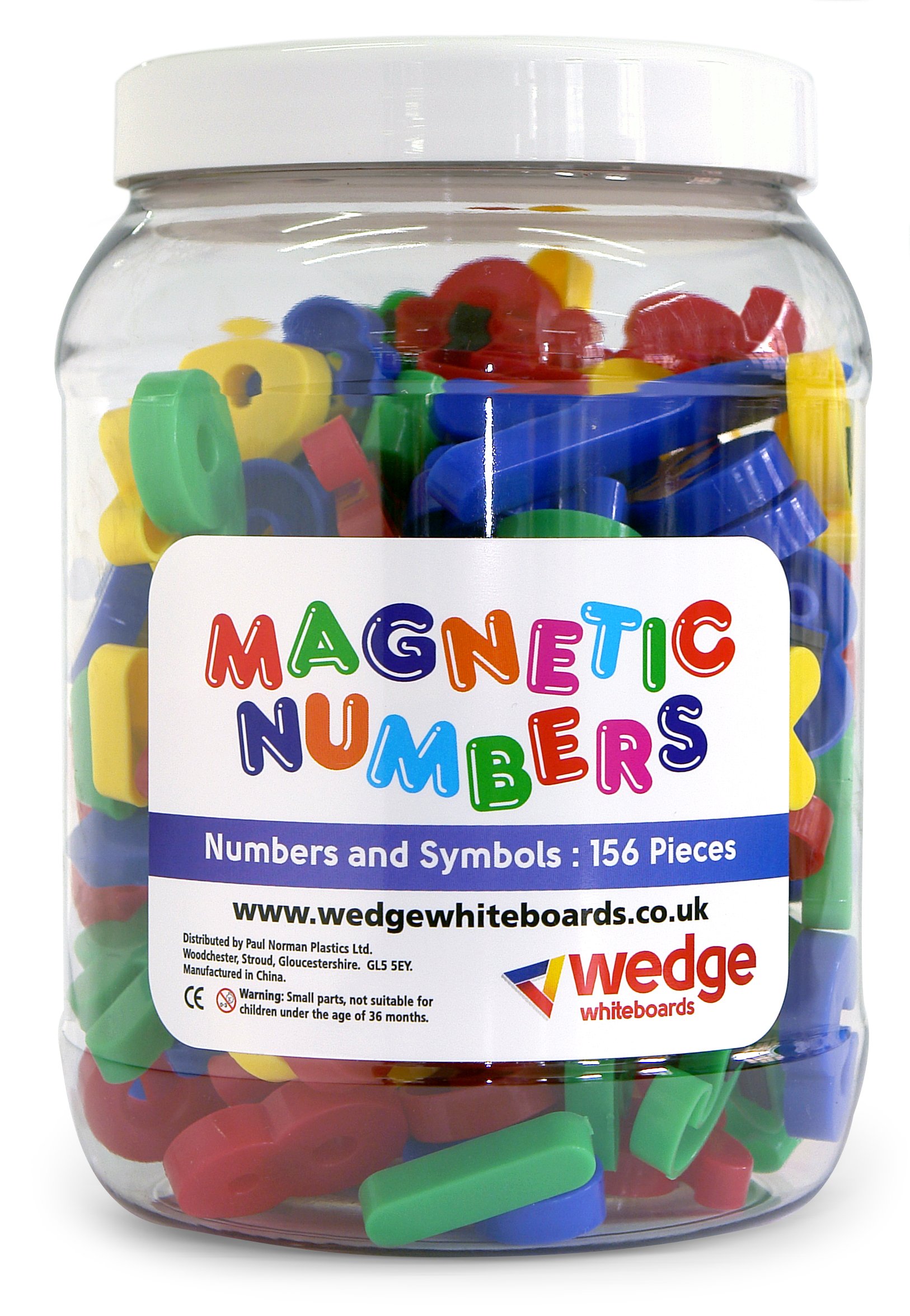 Wedge Whiteboards - Tub of 156 Magnetic Numbers and Symbols, Numeracy, Educational, Maths, Pre-School, Leaning, Teaching Aid