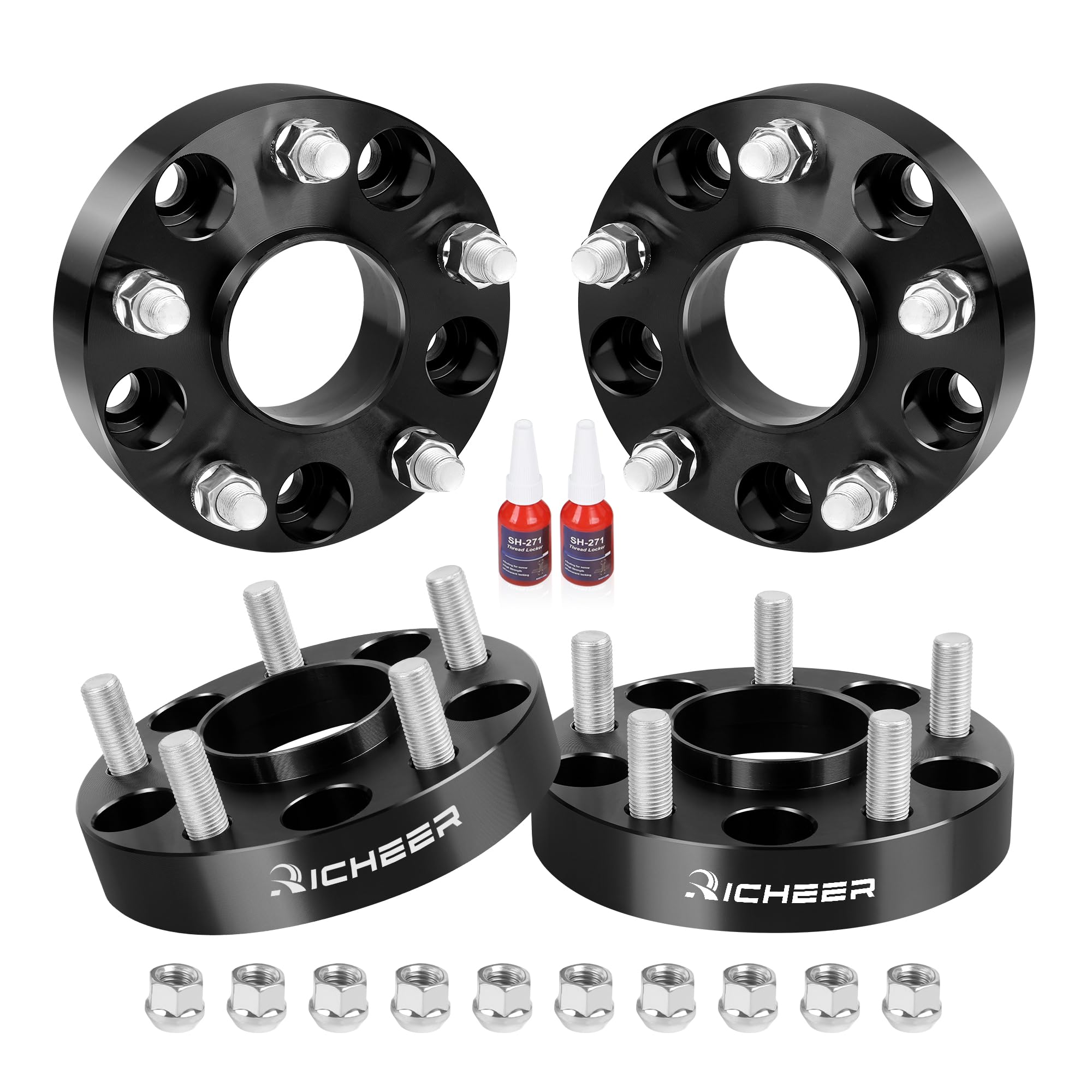 Richeer 5x120mm Hub Centric Wheel Spacers for 2010-2022 Camaro 2008-2019 CTS 2013-2019 XTS 2010-2017 Equinox, 4 PCS 1 inch 5x120 Wheel Spacer with 14x1.5 Studs & 66.9mm Center Bore