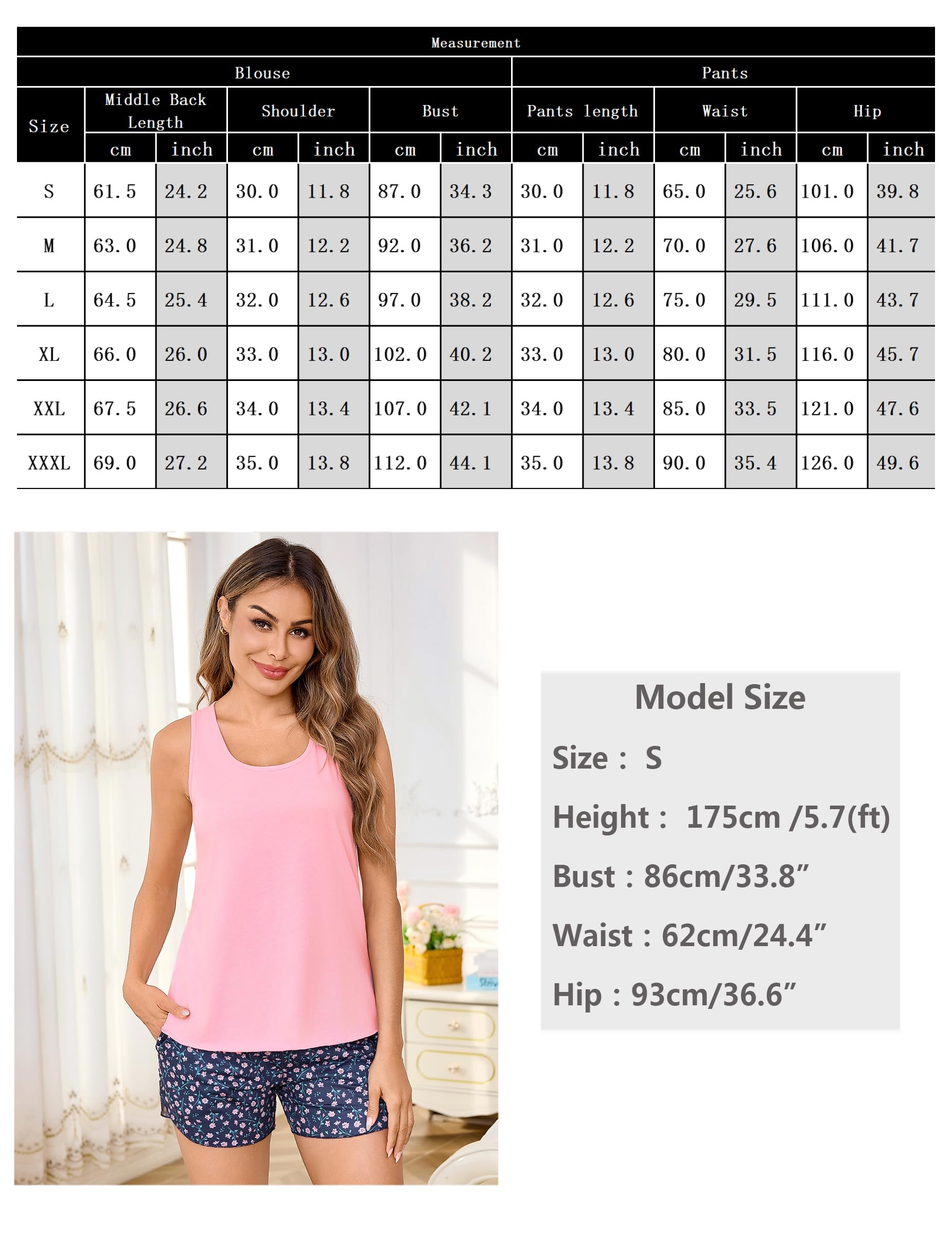 Litherday Ensembles de Pyjama Femme Short Ete sans Manches 2 Pièces Vêtements De Nuit avec Gilet et Short Pyjama Sets Confortable Doux Respirant