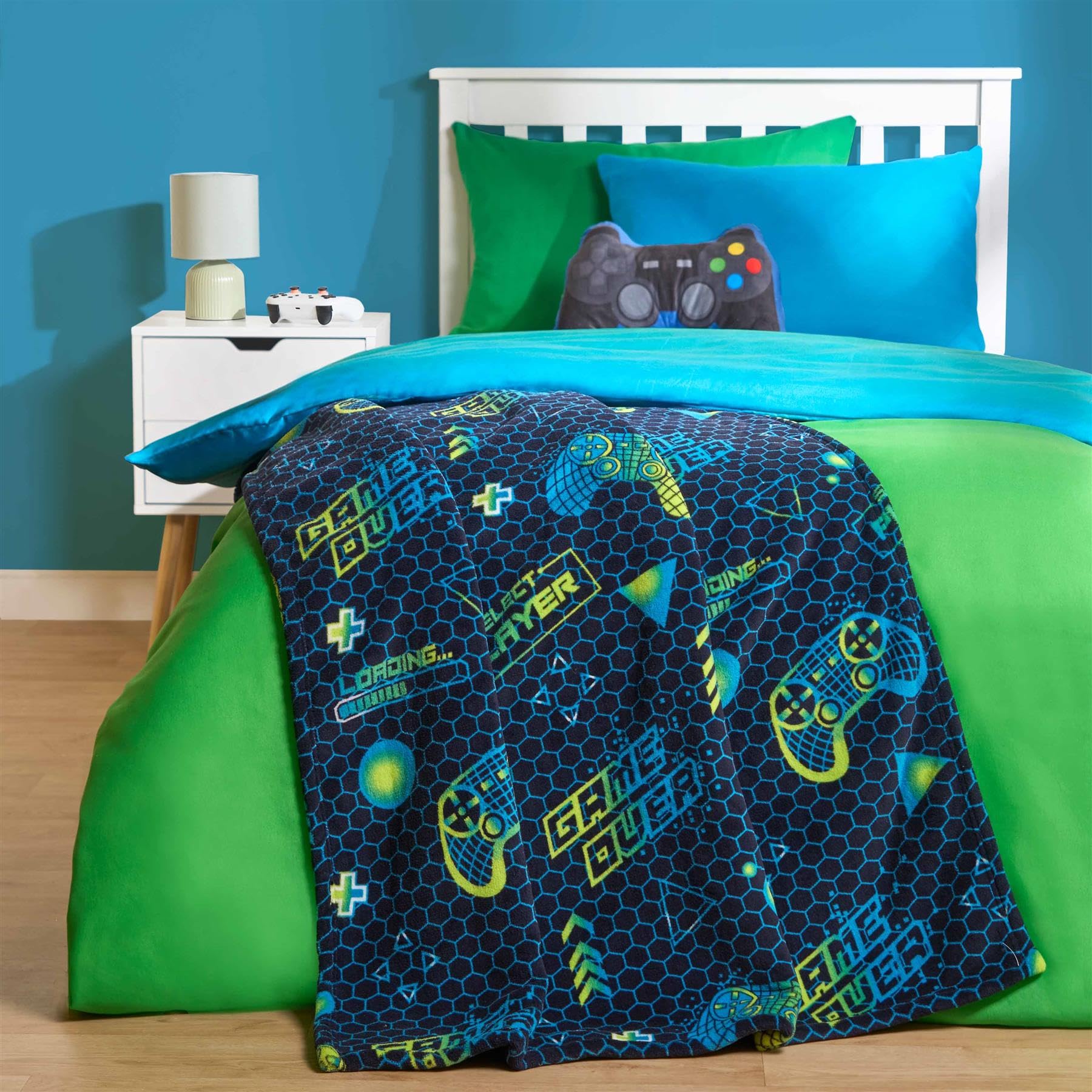 OHS Gaming Bed Blanket Fleece Sherpa Supersoft Warm Dark Navy