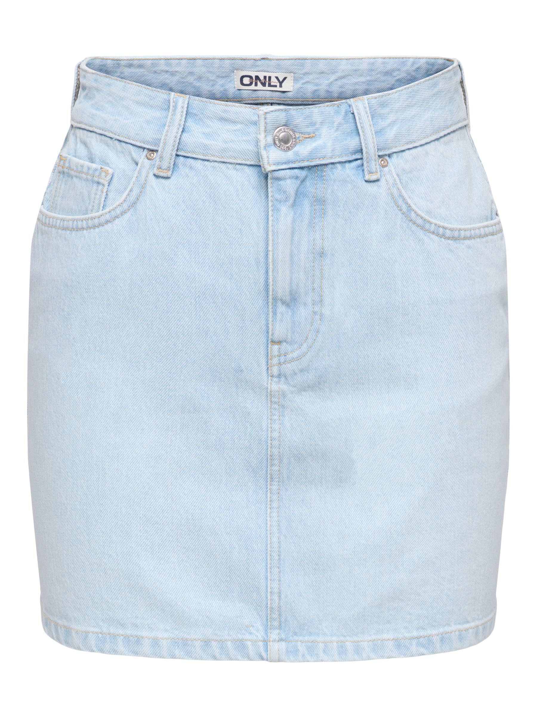 Only Stella Damen Jeansrock Light Blue Bleached Denim