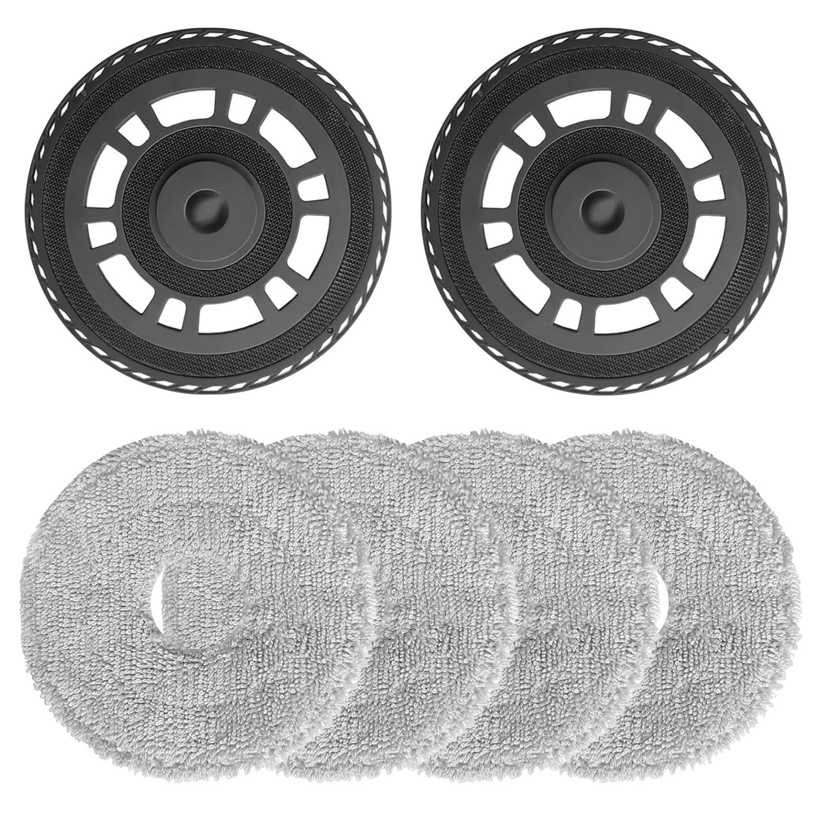 4x Wischtücher + 2 Halterungen Für Dreame Saugroboter - Komplett Set Mit Bürste