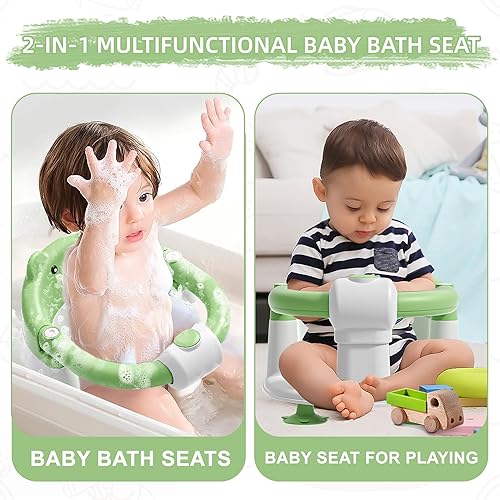 Miniatura 7 de Asiento de baño para bebés de 6 meses en adelante, asientos de baño para bebés sentados, silla de baño antideslizante con ventosas y cojín suave