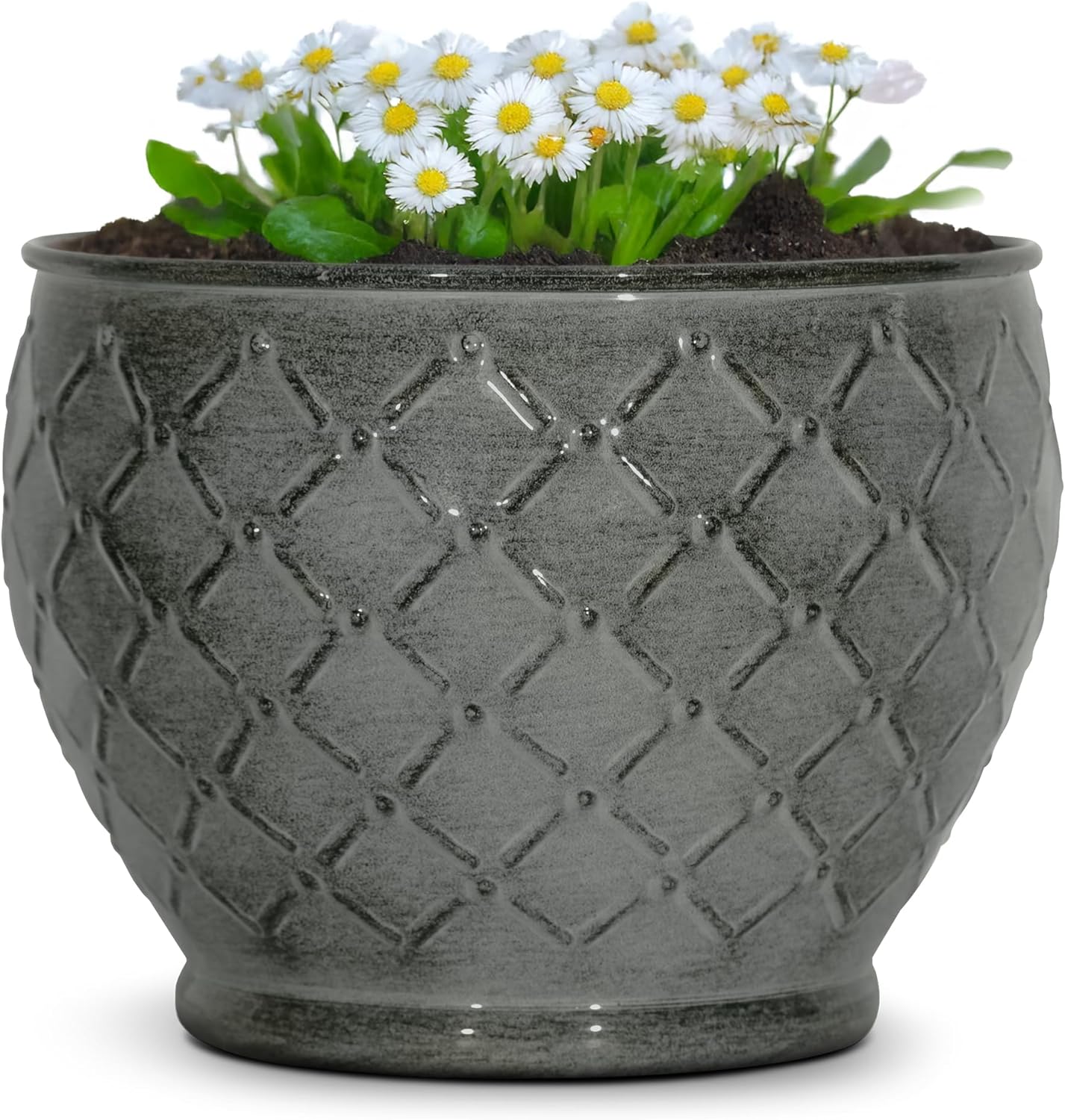 Headwind Ironstone Lattice Classic – 6" Spearmint Decorative Planter with Embossed Diamond Pattern & Durable Coated Finish – Lightweight Plant Pot Indoor & Outdoor Flower Pots Use by Robert Allen