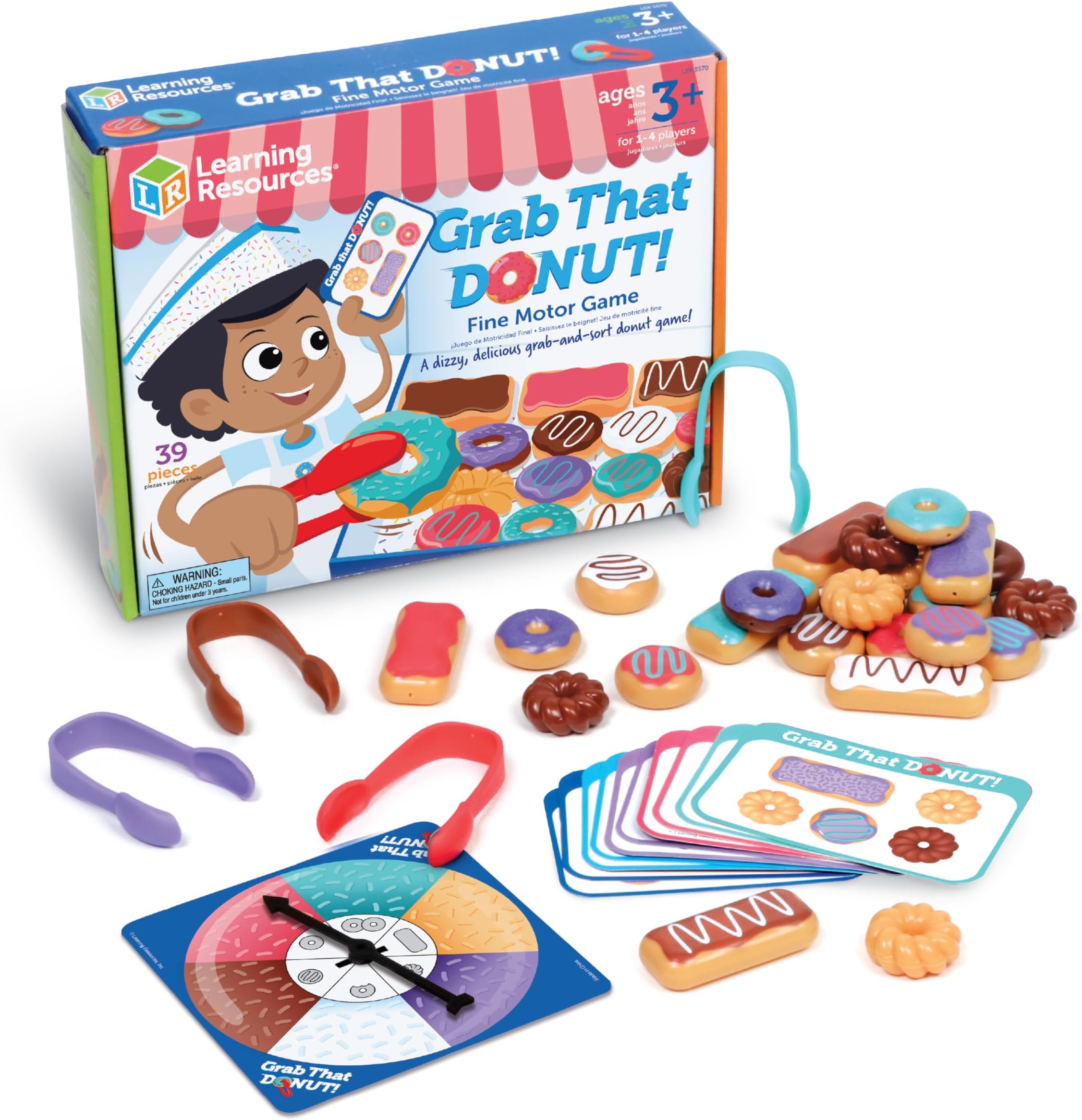 Learning Resources Grab That Donut! 39 Pieces, Ages 3+, Fine Motor Game, Toddler Learning Toys, Educational Games for Kids, Preschool Games