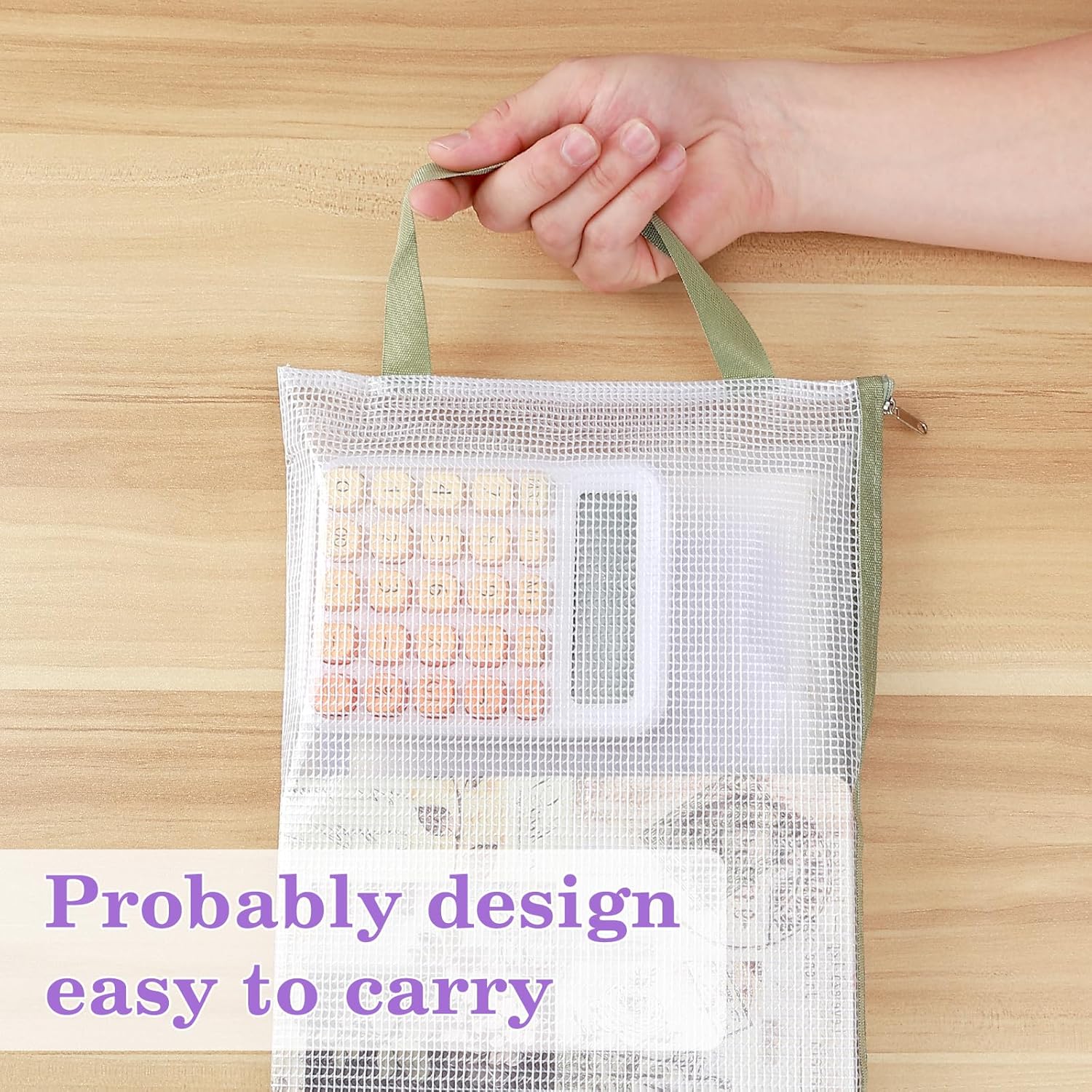 5Pcs A4 Mesh Zipper Pouch Bags with Handle, 13x9 Inches 5 Colors Clear Waterproof Plastic Storage Bag, Reusable Organizing Pouches for Toy File Board Game (Single Layer) - Image 7