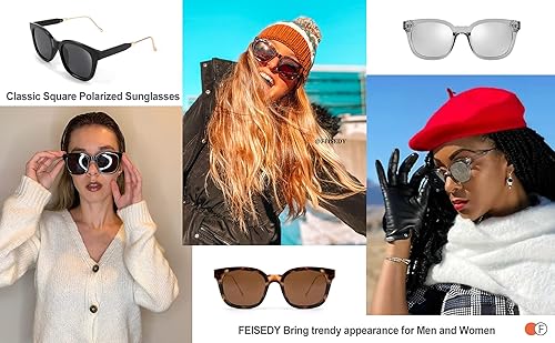 Miniatura 7 de FEISEDY Gafas de sol cuadradas polarizadas clásicas mujeres hombres UV400 lentes B2624