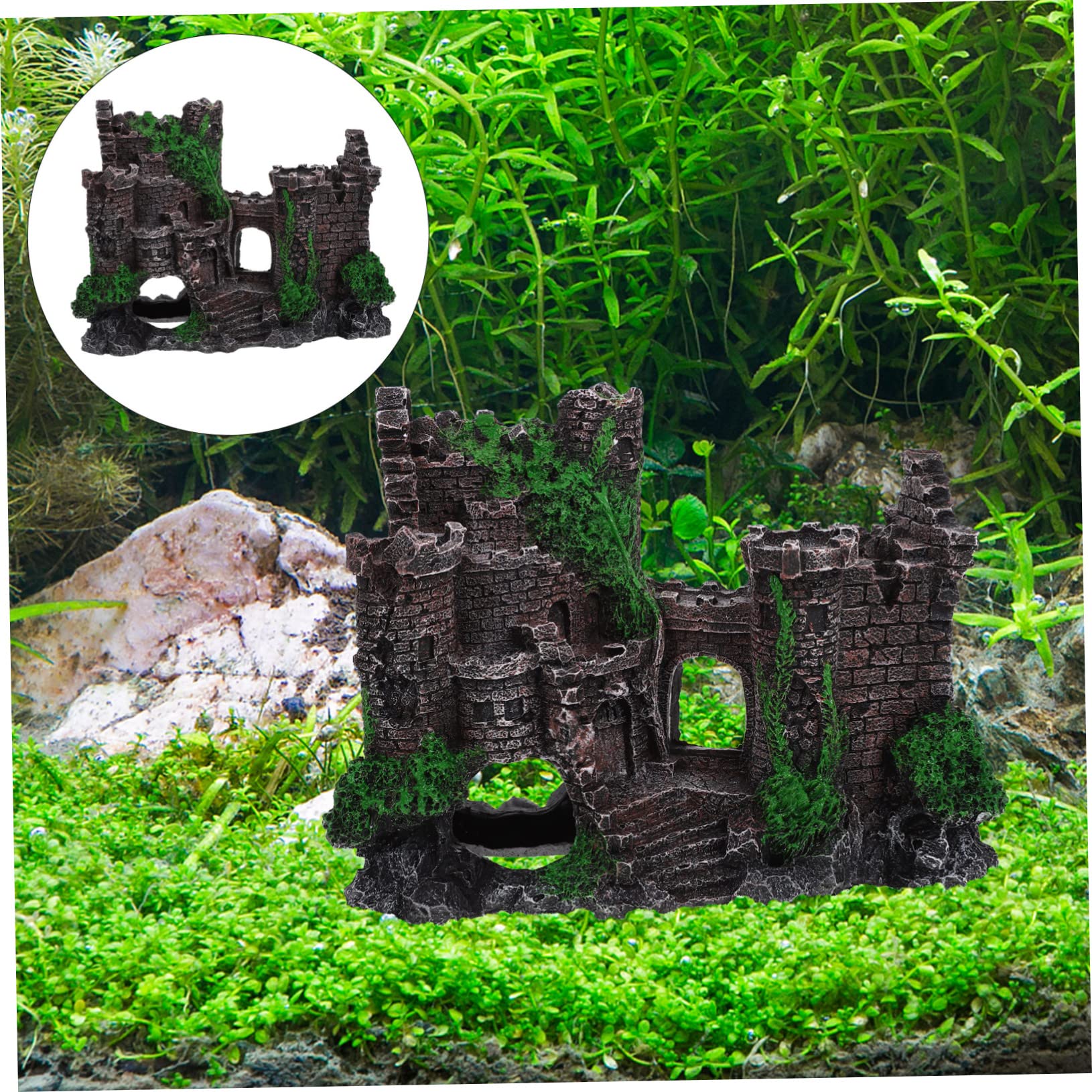 Happyyami 4piezas Adorno De Acuario Castillo Artificial para Peces y Camarones Refugio De Acuario Decoración Estilo Accesorio De Paisajismo para Peceras y Criaderos De Camarones