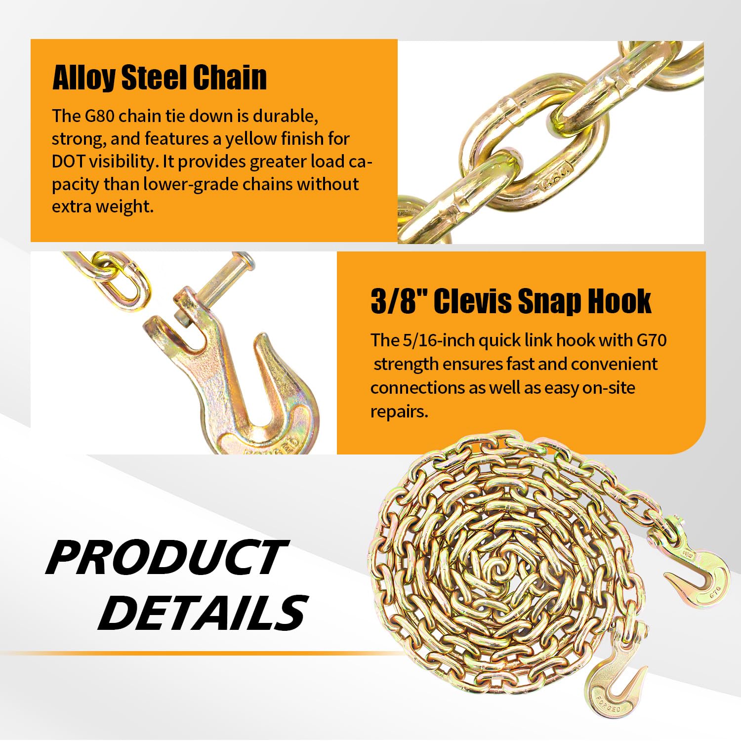Heavy Duty Transport Binder Chain - 10ft, 7100lbs WLL -4