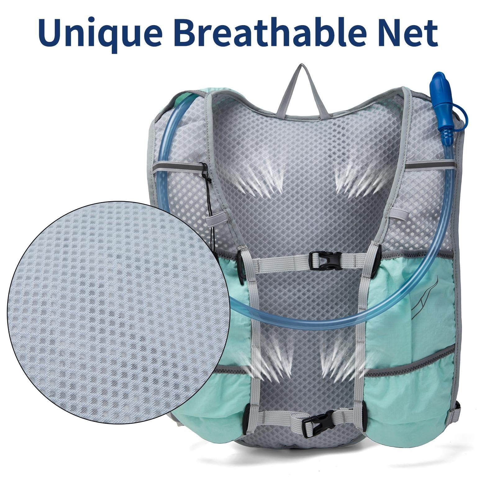 Carey STEN Mochila hidratada, chaleco para correr, combinada con una bolsa de agua de 1.5 L, mochila de senderismo, adecuada para correr, senderismo, maratón y tanto hombres como mujeres