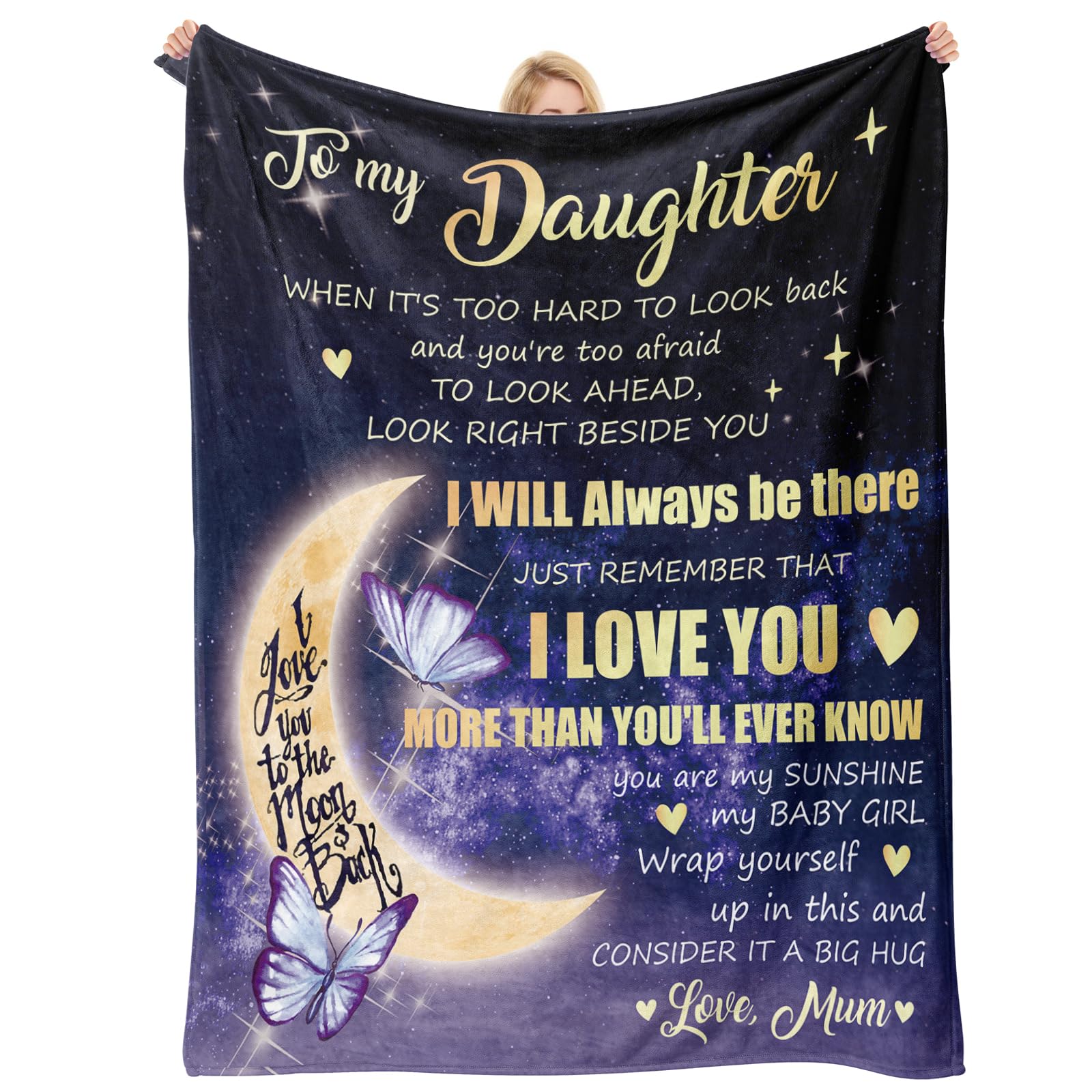 Vetbuosa Daughter Gifts from Mum, Daughter Birthday Gifts, Christmas/Graduation/Valentine's Day Gift for Daughter, Daughter Blanket 152x127cm