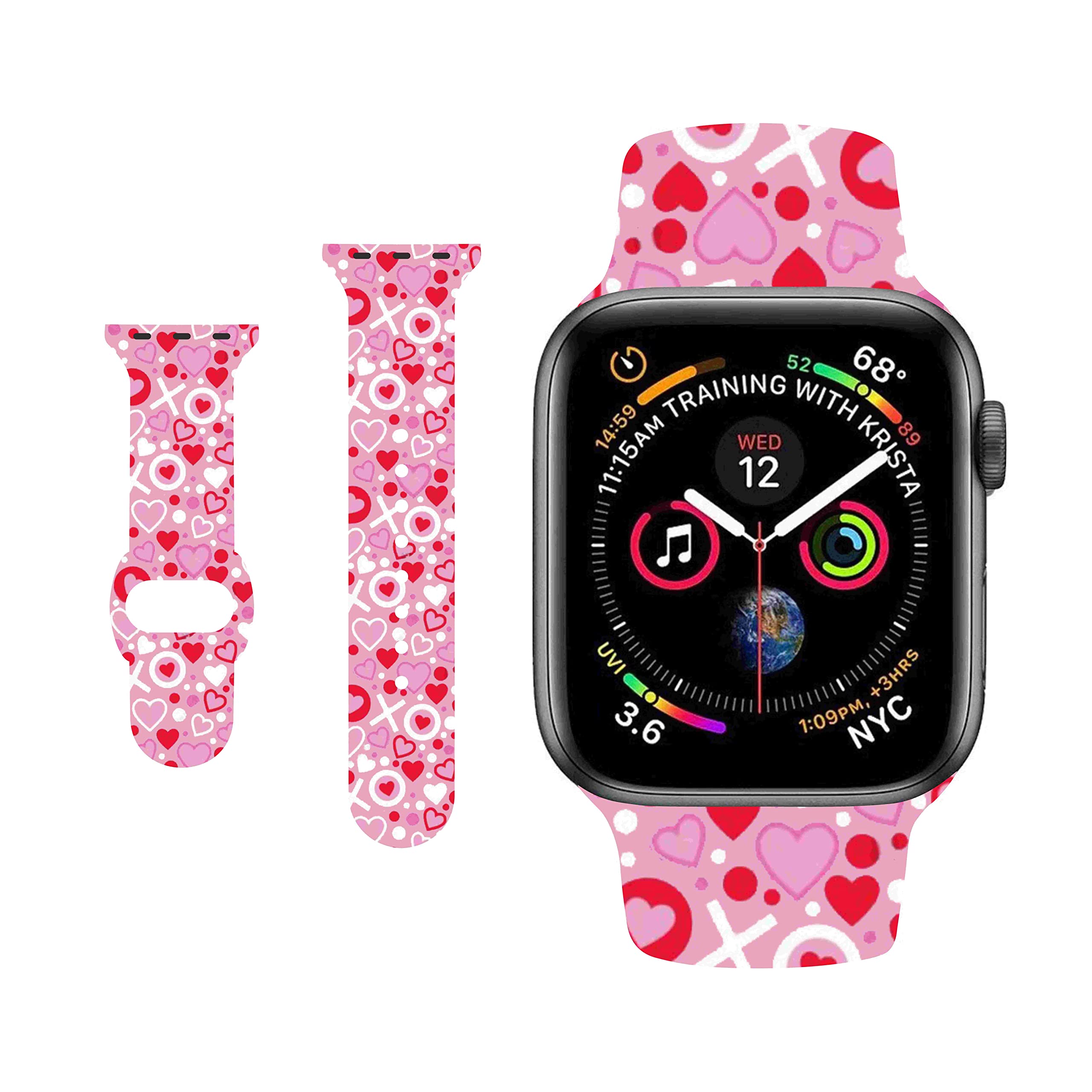 Amazon.com: BONICI Smart Watch Band for Apple Watch iWatch 7/6/SE/5/4/3/2/1  (38mm 40mm 41mm), Beautiful Elegant Love Heart Valentine Snowman Sport Soft  Silicone Rubber Replacement Bands -A(M/L) : Cell Phones \u0026 Accessories