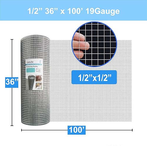 Miniatura 14 de Paño de hardware galvanizado de 1/2 pulgada de calibre 19 galvanizado en caliente de 24 pulgadas x 100 pies después de soldar alambre de pollo