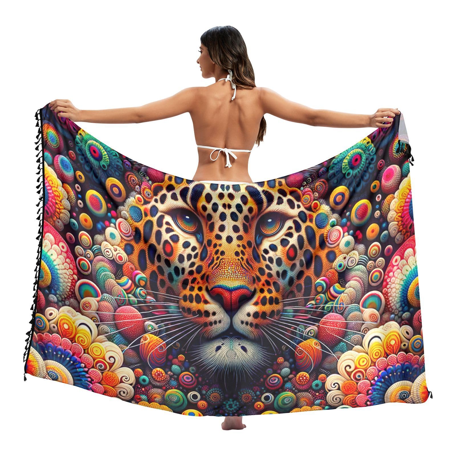 ODAWA Traje de baño para mujer, diseño de palmera vintage hawaiana, pareo largo de playa de 70.9 x 45.3 pulgadas