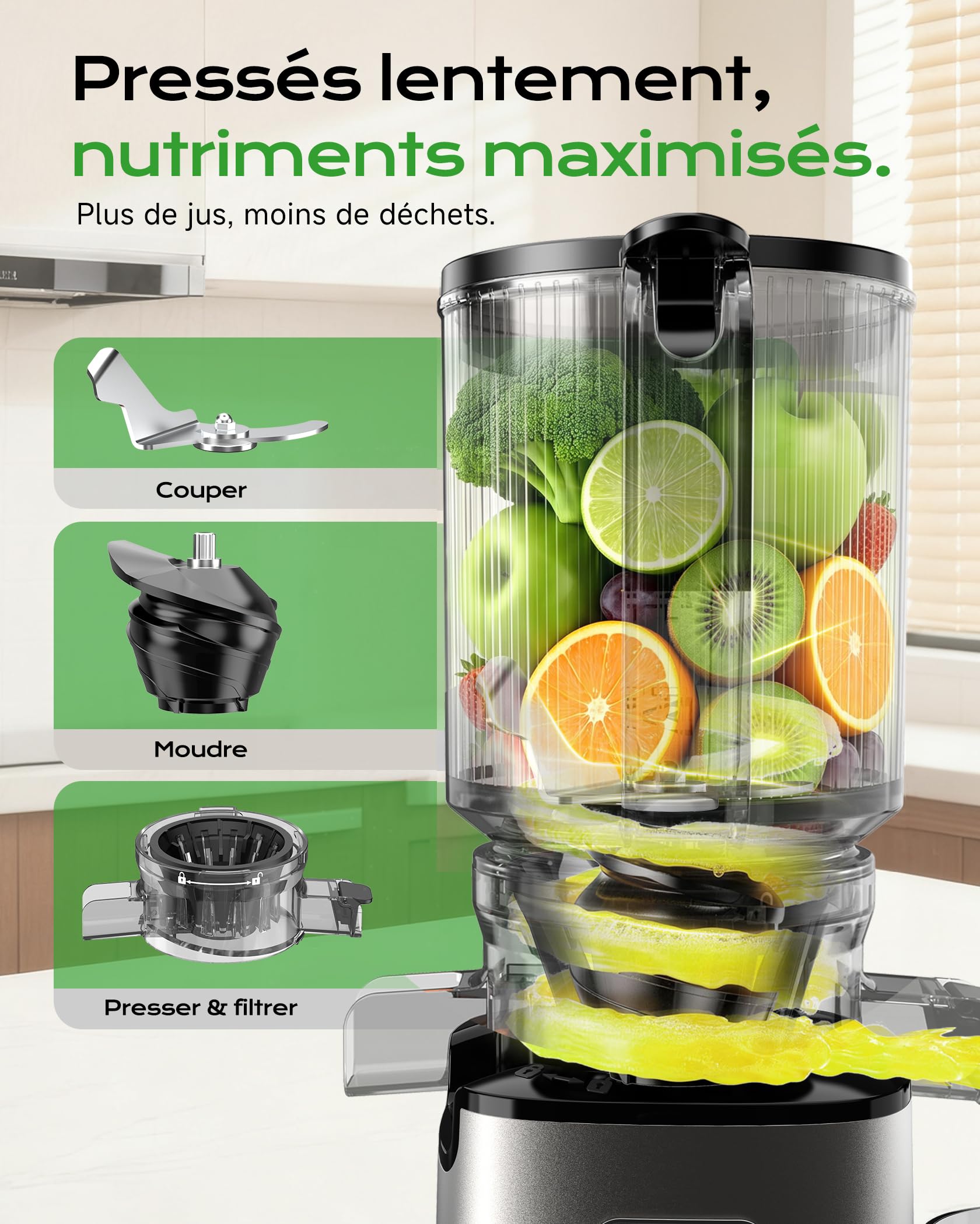 Extracteur de jus de fruits et légumes, 130 mm XL