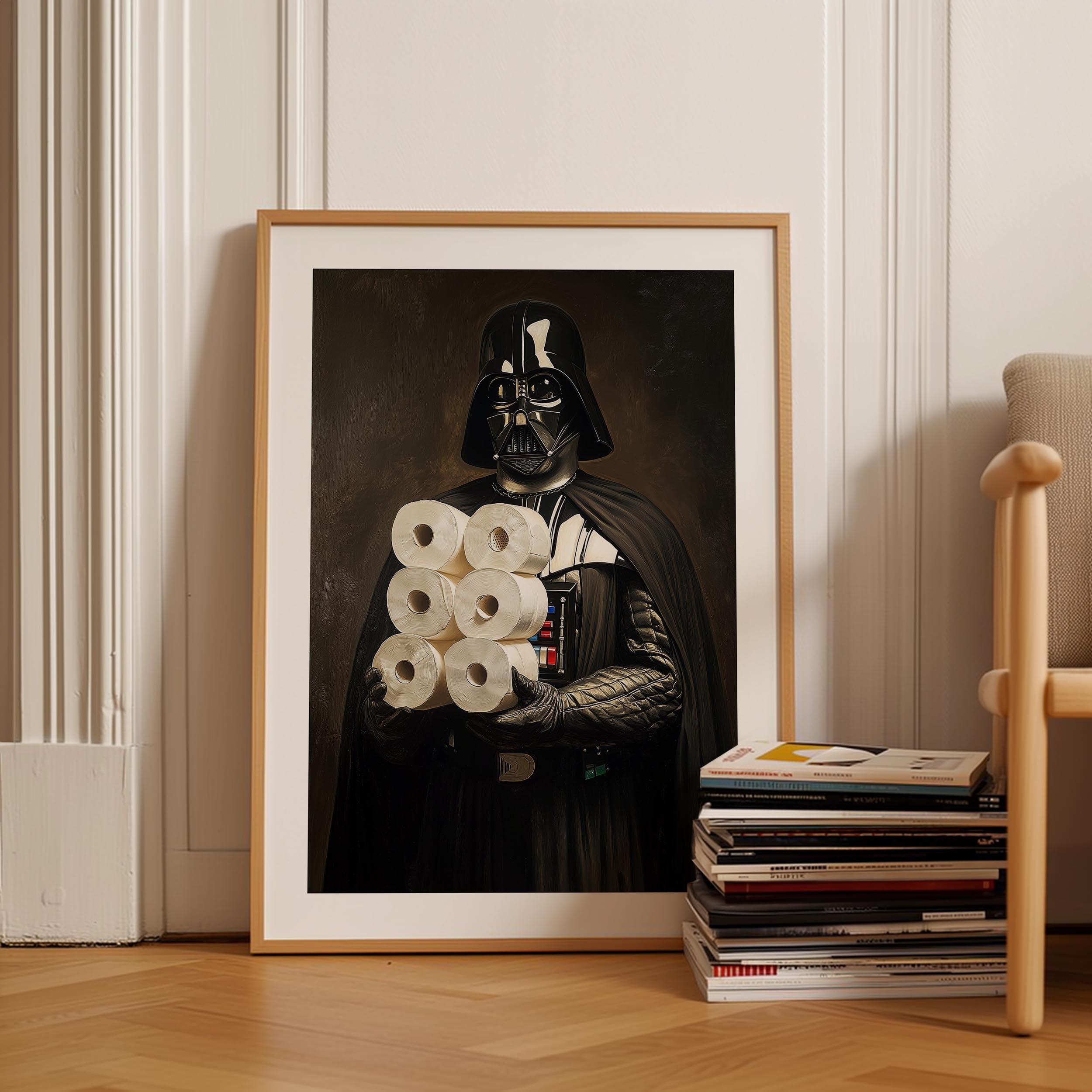 Darth Vader Star Wars Bathroom Art Print - Premium Giclee Fine Art Print - Vintage Painting Style Darth Vader Bathroom Art Wall Décor, Bath Decoration, Ready to Frame — view 4