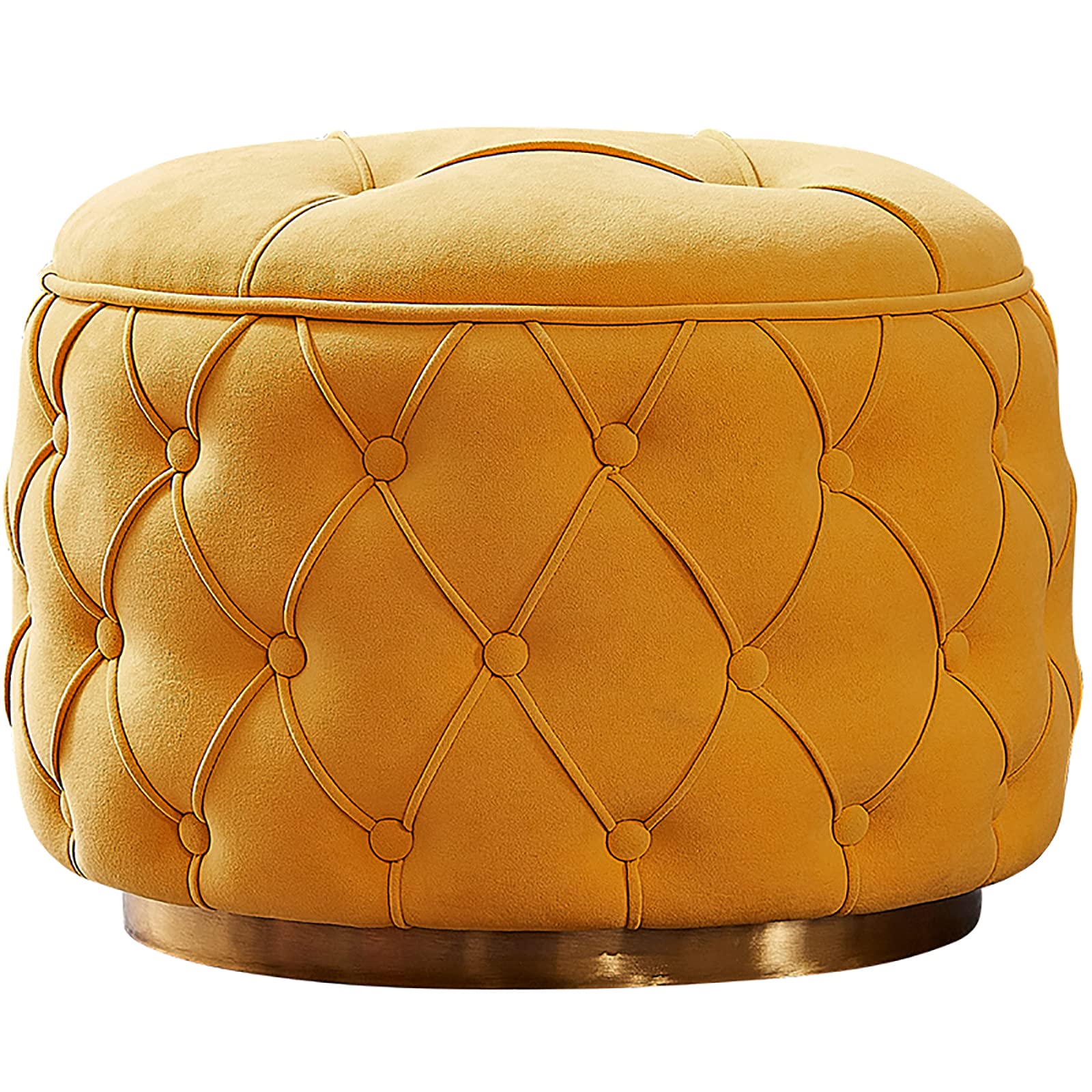 Tabouret de Rangement en Velours Jaune pour Illuminer Votre Chambre à Coucher