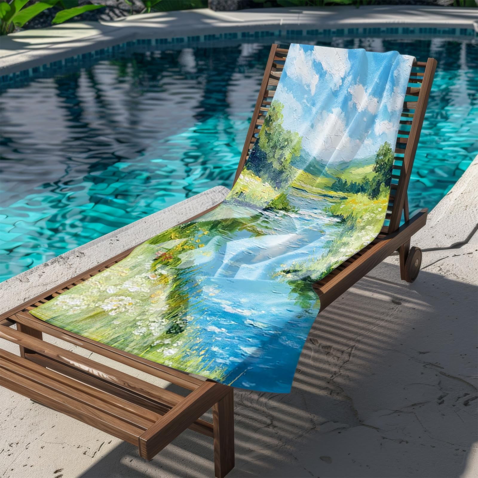 Tapis de Plage XXL Anti Sable Creek Bleu Serviette Piscine Adulte,Natte De Plage Pliable, Voyage Accessoires De Plage Camping,Serviette de Bain Personnalisée