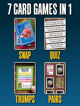 SMART Cards US States, Gift, Stocking Stuffer, Travel Card Game, 100 Cards to Learn US States Geography, 7 Games in 1, Pairs, Snap, Trumps, Rummy, Quiz, Facinating Facts, Age 5+, 1-8 Players