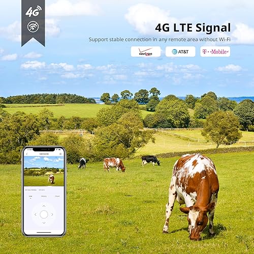 Miniatura 3 de ZUMIMALL Cámara de seguridad celular 4G LTE, tarjeta SD de 64 GB, SIM incluida, 2K Solar sin WiFi, cámaras de seguridad inalámbricas para exteriores