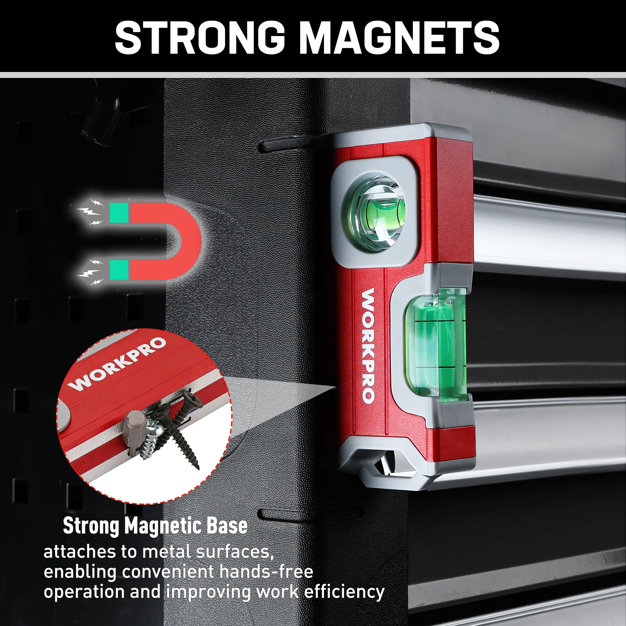 WORKPRO Mini Magnetic Level - Easy Bubble Reading -4