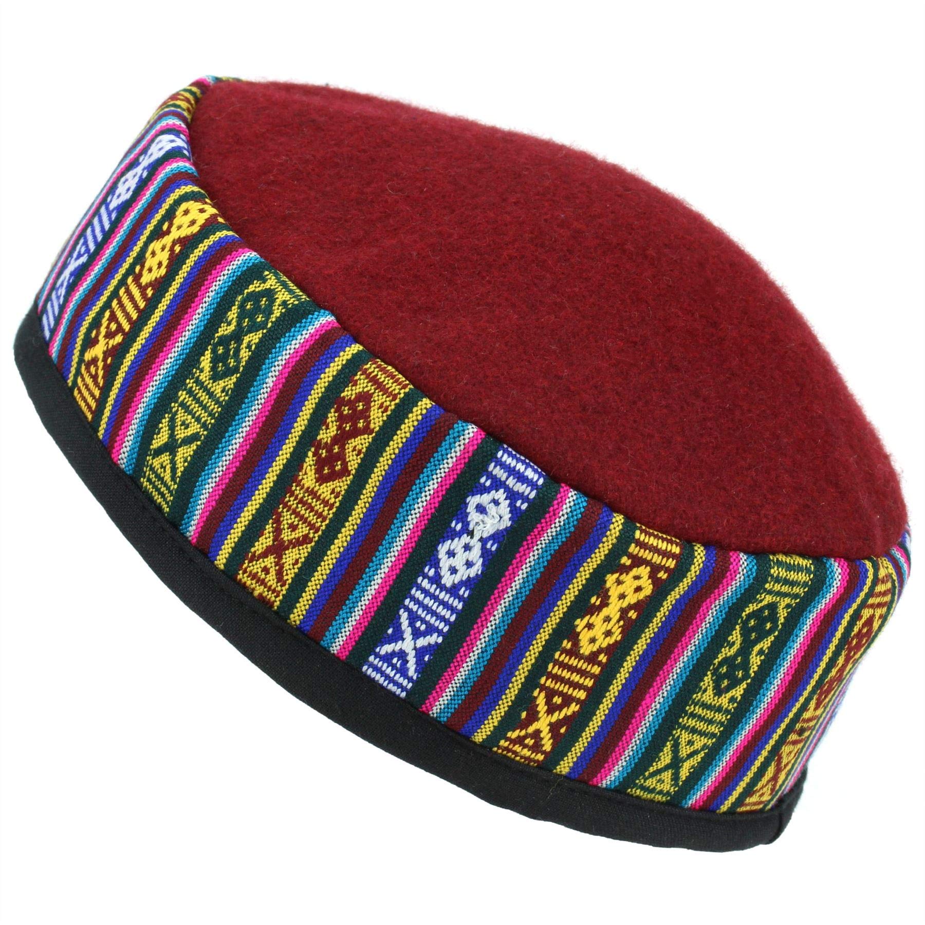 Siesta Nepalese Wool Smoking Hat, Red, L