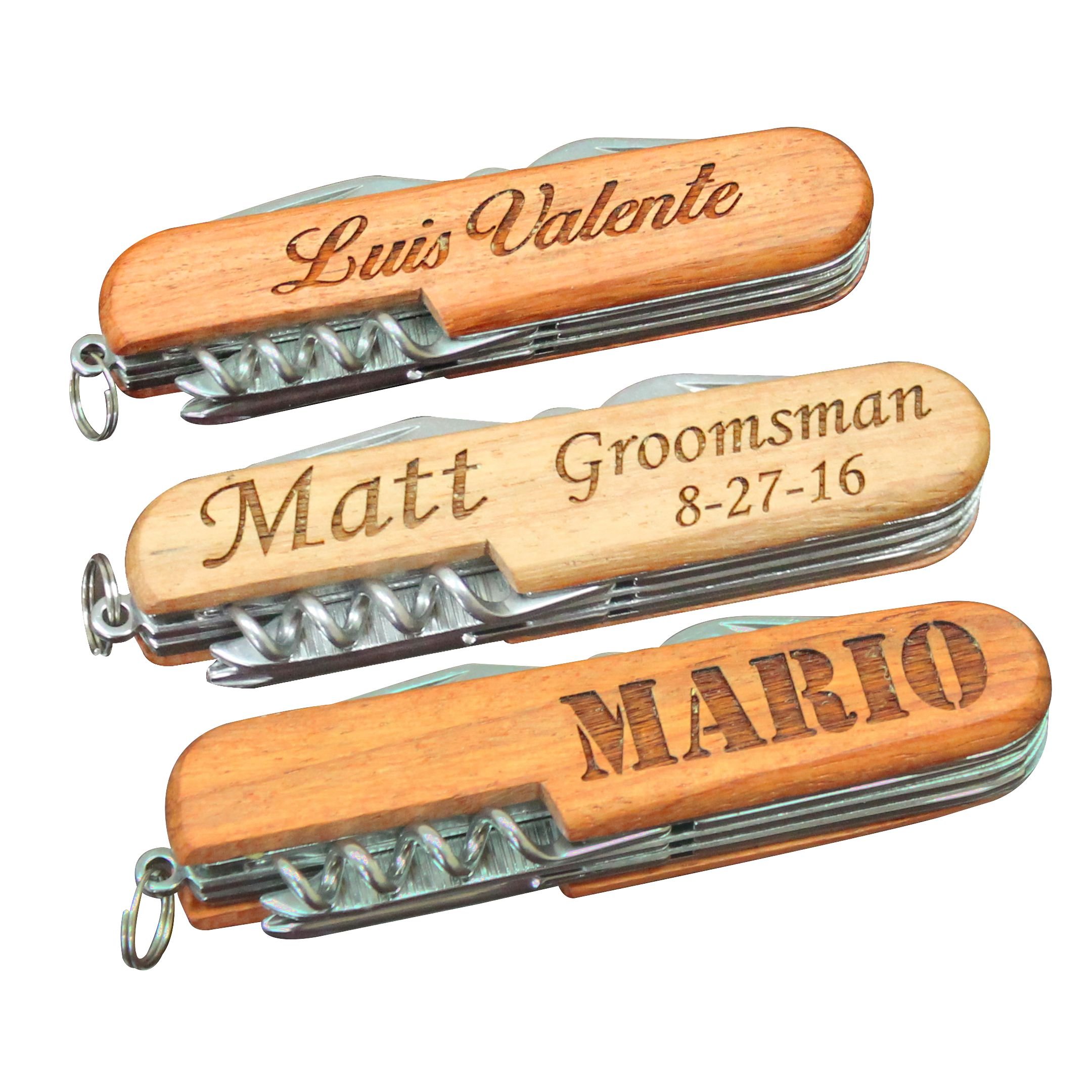 Personalized Multitool - Fathers Day Groomsmen - Custom 11 or 8 Function Multi Tool Pocket Knife Engraved (8 Function Wood)