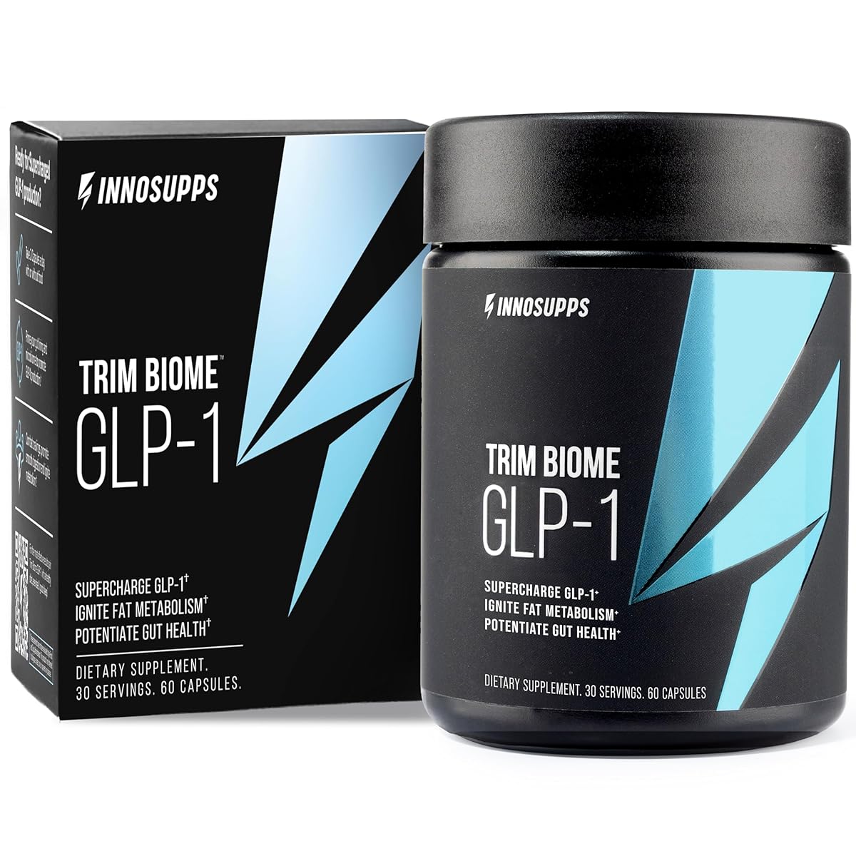 InnoSupps Trim Biome GLP-1 Supplement Weight Loss - Probiotic, Prebiotic, Postbiotic for Gut Health, Appetite & Metabolism Support with Akkermansia, Berberine - 60 Capsules, 30 Servings