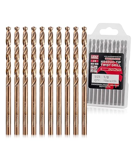 LUCKUT Juego de brocas de cobalto de 18 pulgadas, longitud Jobber y broca torcida de vástago recto, brocas M35 HSS de tamaño fraccionario de 14