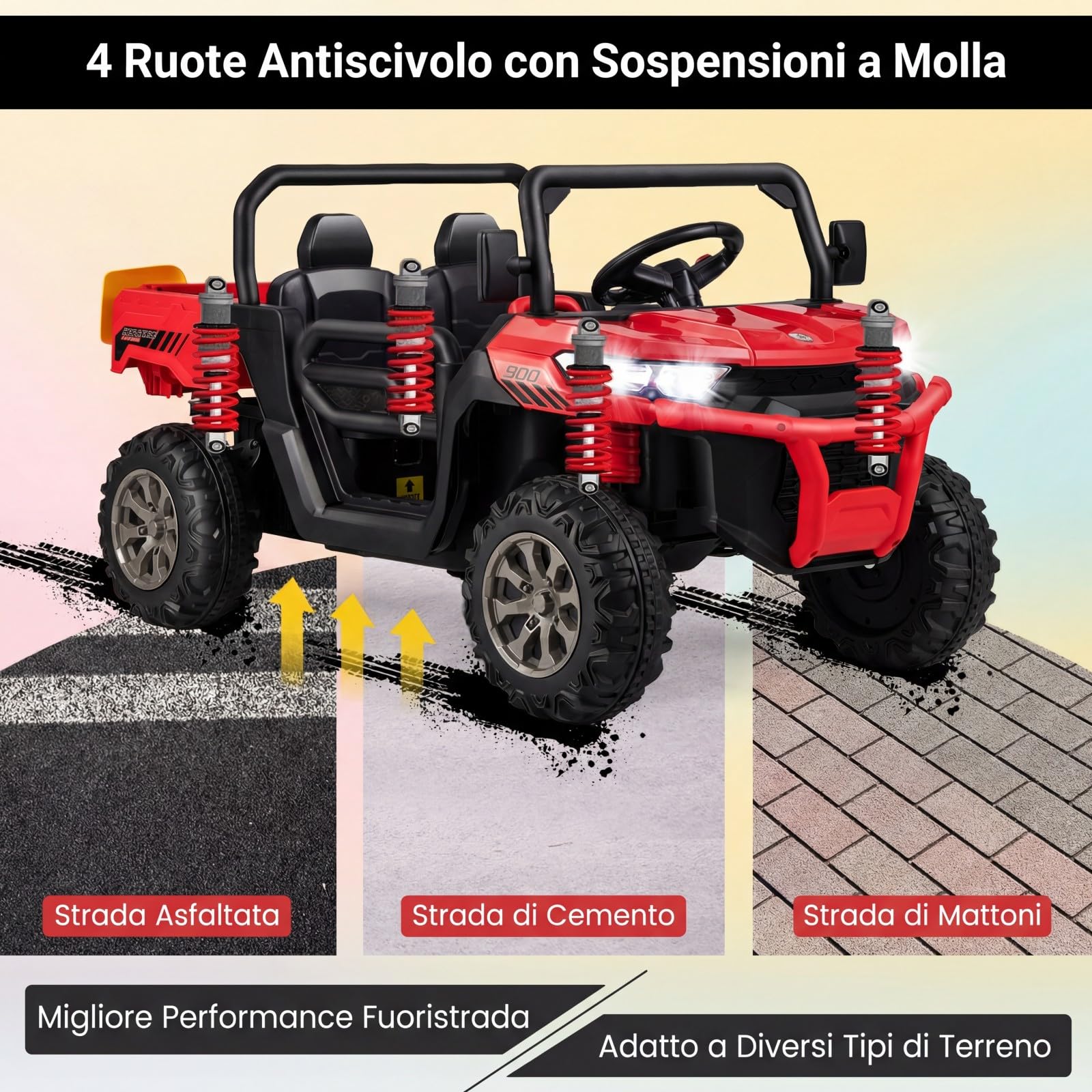 COSTWAY 12V Auto Elettrico per Bambini, Trattore Elettrico con Scatola di Scarico, Macchina Elettrica con Pala Telecomando e Musica, Regalo per Bambini 3-8 Anni, 3-8 km/h (Rosso)