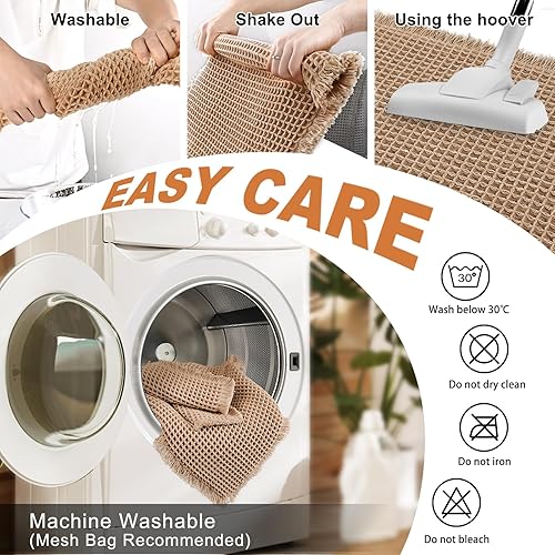 Miniatura 7 de Tapete de baño de lujo con diseño de gofres, superabsorbente, antideslizante, bohemio, ultra suave, cómodo, lavable a máquina, de secado rápido, con