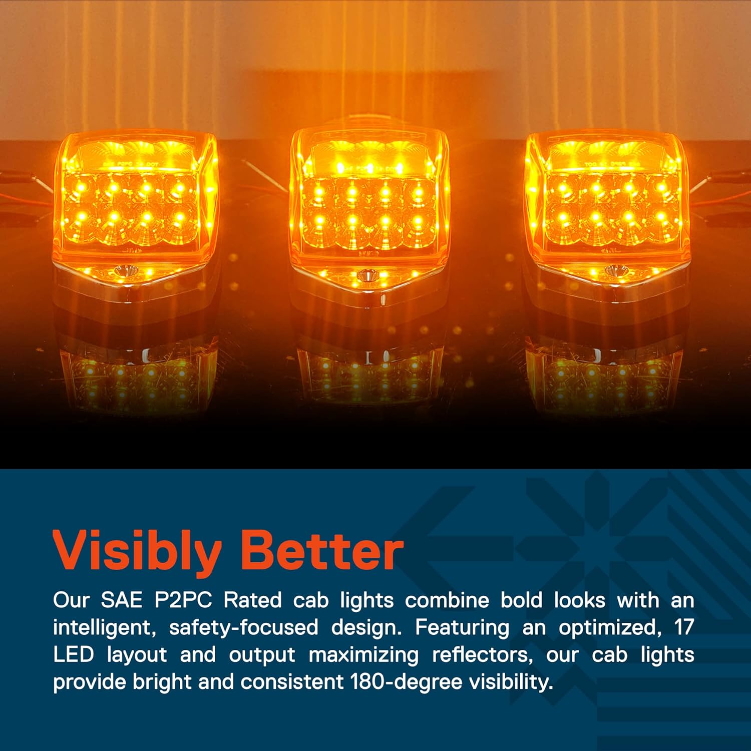 Buy Amber LED Cab Marker Lights Kit for Semi Truck [DOT FMVSS 108] [SAE