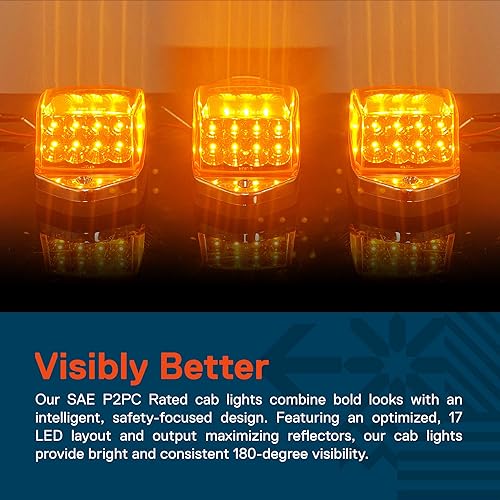 Miniatura 3 de TRUE MODS - Kit de luces LED ámbar para semirremolque DOT FMVSS 108 SAE P2PC ajuste universal lente reflector impermeable luces de techo para