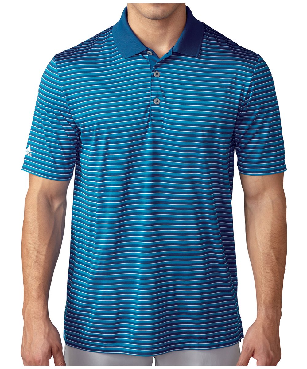 Adidas Golf Performance - Polo para Hombre, diseño de Rayas, Color Azul y Blanco, Talla S