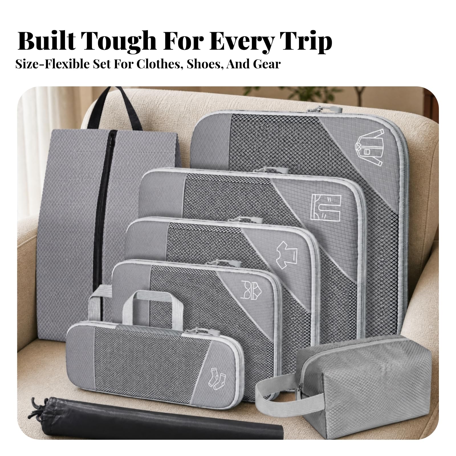 perfeclan 8 Piezas Organizador Viaje Nailon Portátil Organizador Viaje con Compartimentos con Cremallera Resisn Bolsa Organizadora Cremallera, Verde