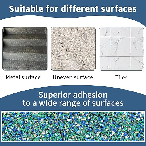 Miniatura 4 de Cinta antideslizante de alta resistencia de 4 pulgadas x 15 pies, cinta de agarre de goma de grano azul para escaleras, piscina, baño y seguridad al