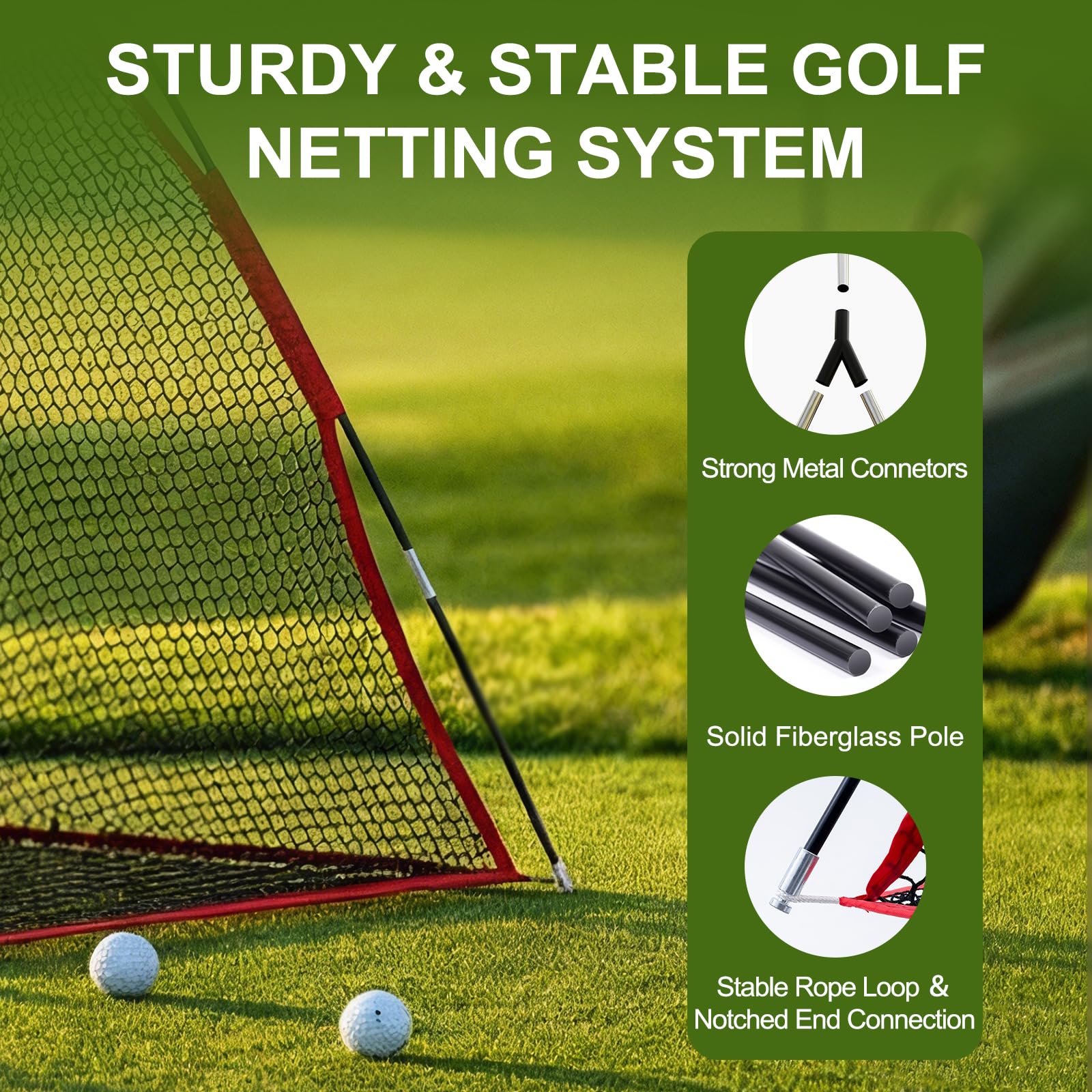 Golf-Netz, 3 x 2,1 m, faltbares Golf-Übungsnetz mit seitlicher Barriere und Tragetasche für Zuhause, Hinterhof, Garage, Übungstraining, Fahren, Chipping Swing