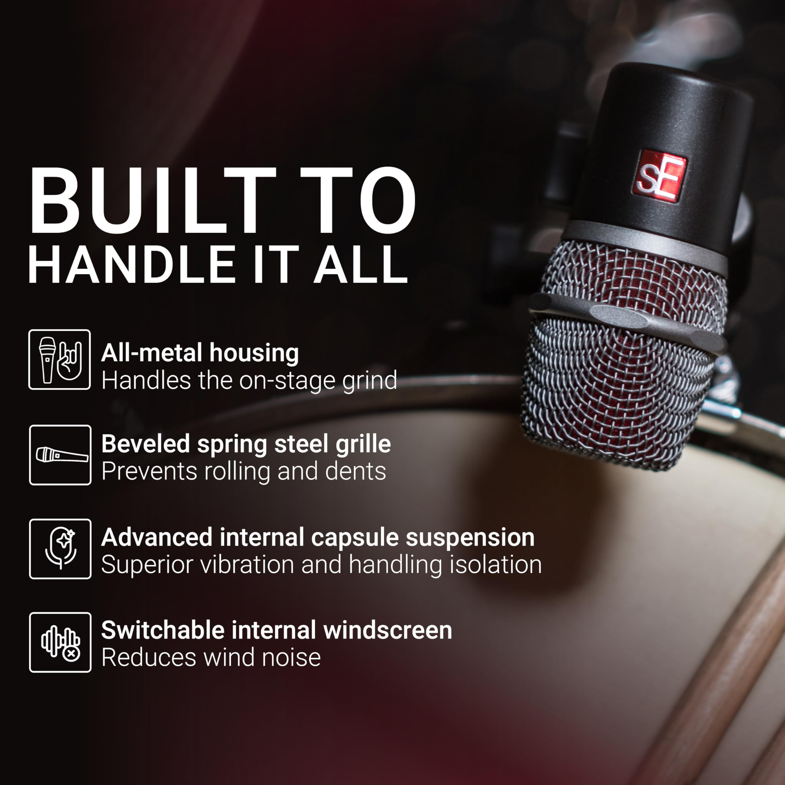 Amazon.com: SE ELECTRONICS V BEAT Drum Mic - Compact Dynamic