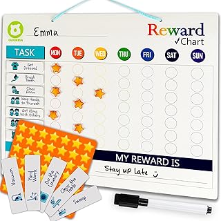 Chart to Finish Behavior Chart and Chore Chart for Kids, 30.5 x 40.6 cm Magnetic Chore Chart Also Hangs on The Wall, Includes 99 Magnets and Accessories, Accomodates All Ages from Toddlers to Teens
