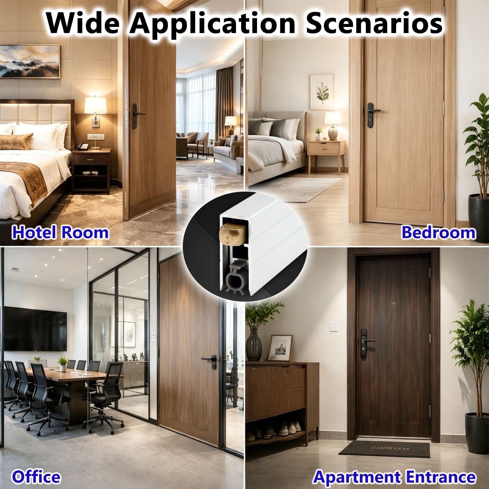 Burlete Automático, Sello Oculto Inferior Para Puerta | Tira Silicona Flexible, Hotel, Dormitorio, Sala Reuniones, Puerta Interior, Protección Viento, Reducción Luz