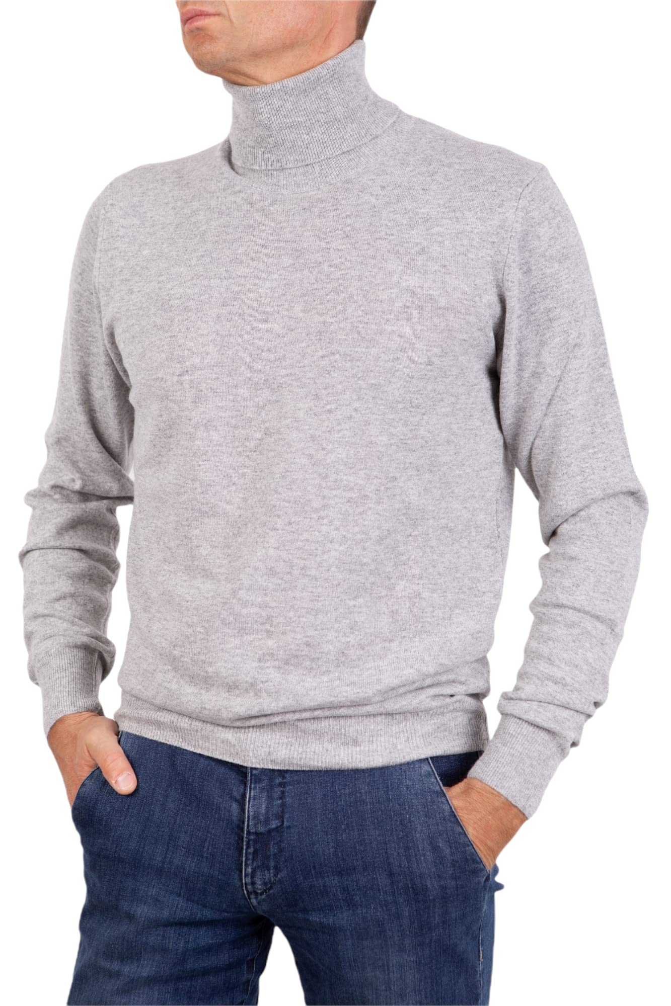 Men's Turtleneck mere Blend High Neck Made in Italy Sweater Pullover Long Sleeve Merino Wool mere Sweater Black Beige Blue Grey Knit Winter Clothing Gift, grey, M